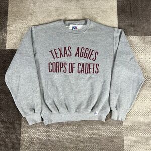 Vintage Texas A&M University Aggies Corps Of‎ Cadets Russell Sweater Mens S Gray